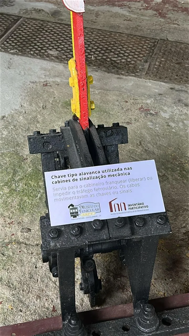 Chave tipo alavanca utilizada nas cabines de sinalização mecânica