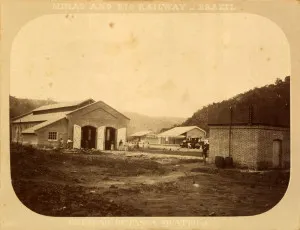 Depósito, caixa d'água e estação de Passa Quatro em 1884 – Marc Ferrez